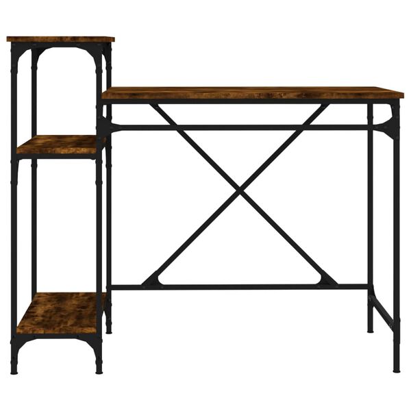 vidaXL Γραφείο με Ράφια Καπνιστή Δρυς 105x50x90 εκ. Επεξ. Ξύλο/Σίδηρος