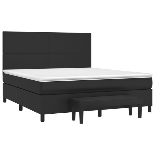 vidaXL Κρεβάτι Boxspring με Στρώμα Μαύρο 160x200εκ.από Συνθετικό Δέρμα