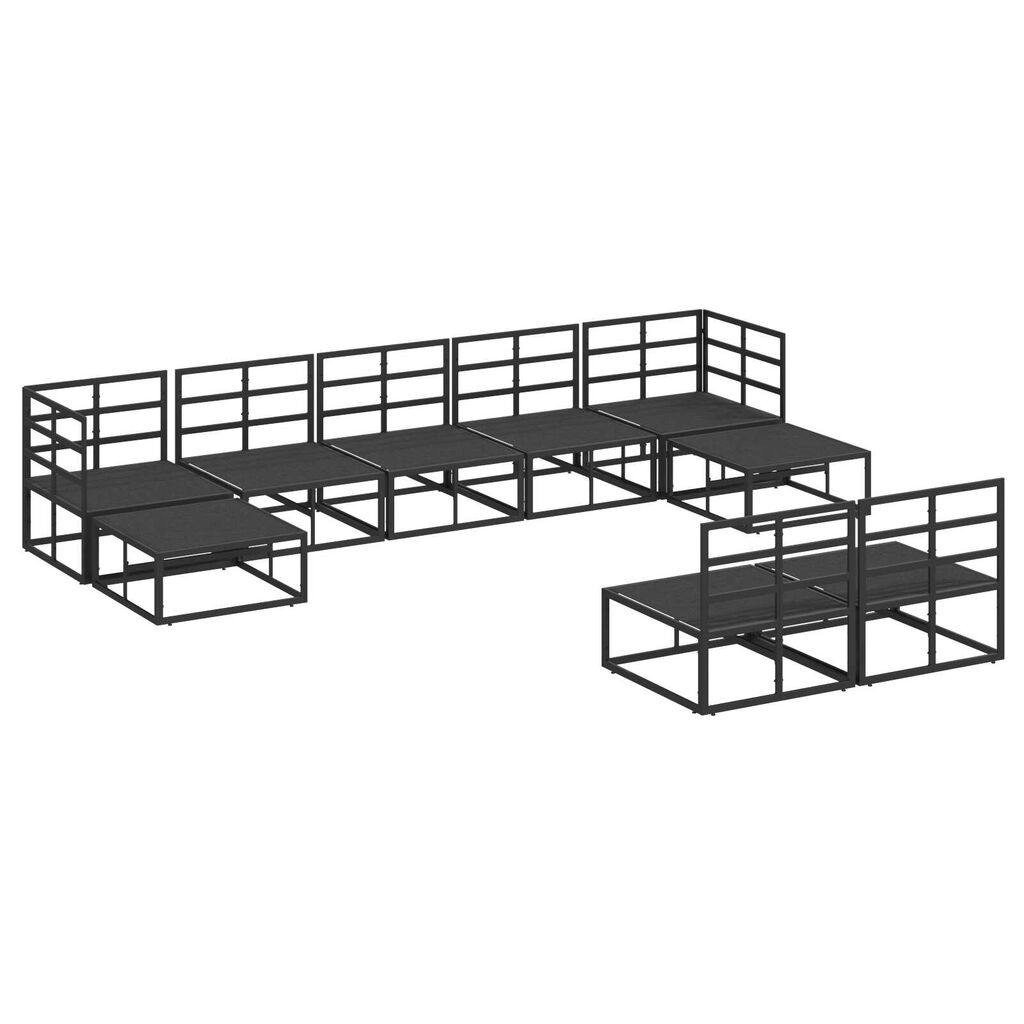 vidaXL Σετ Καναπέ Κήπου 9 pcs Μαύρο 353 x 141.5 x 71 εκ. Αλουμίνιο