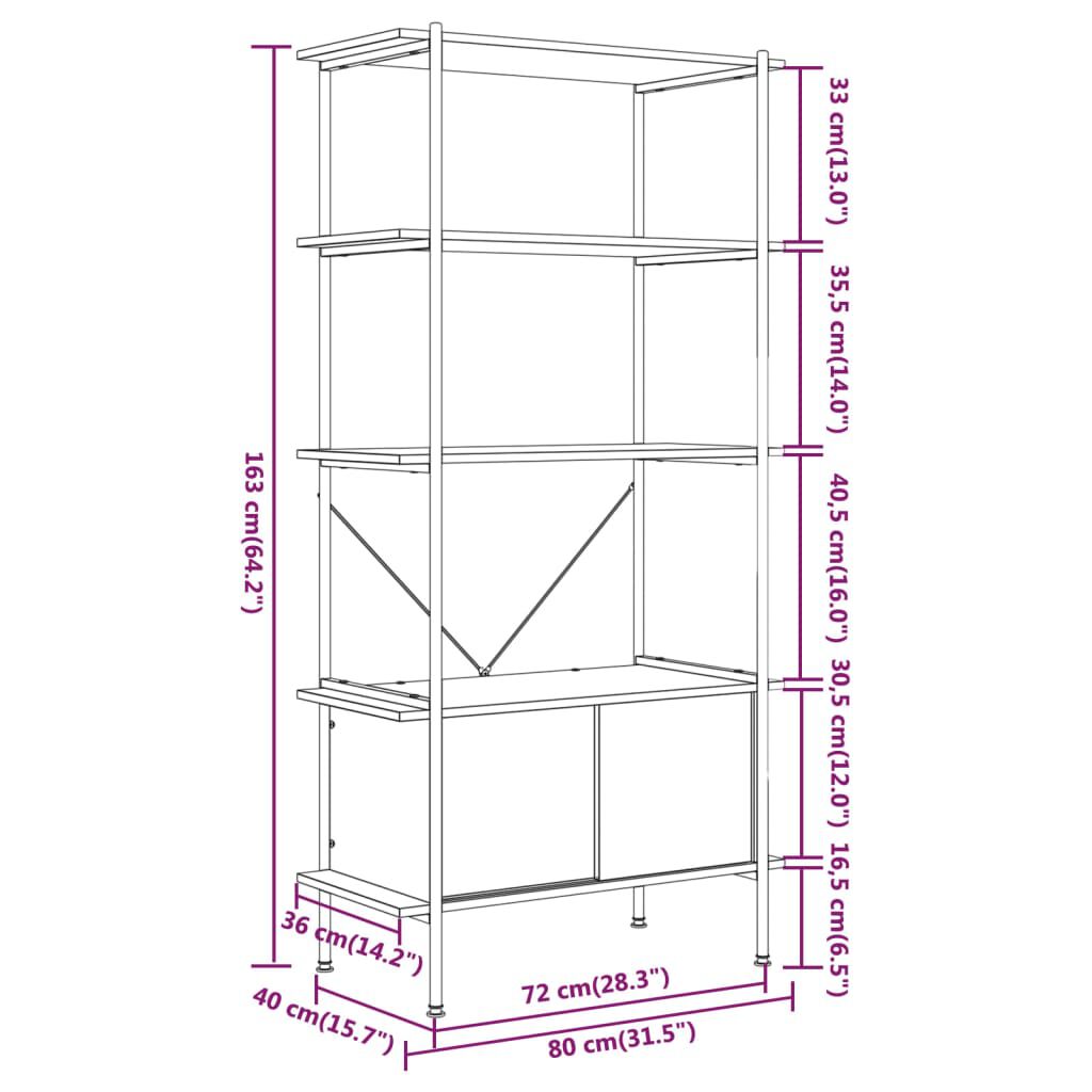 vidaXL Ραφιέρα 5 Επιπέδων με Ντουλάπι 80x40x163 εκ. Ατσάλι/Επεξ. Ξύλο