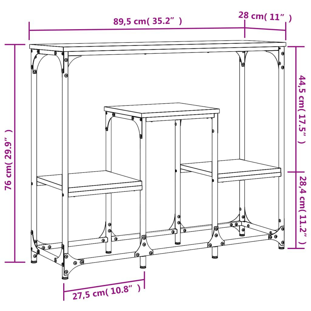 vidaXL Τραπέζι Κονσόλα Γκρι Sonoma 89,5x28x76 εκ. Επεξεργασμένο Ξύλο