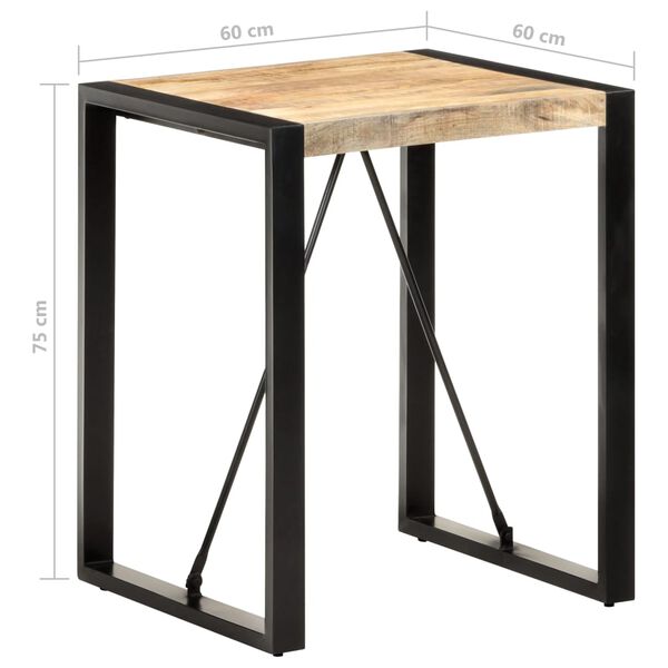 vidaXL Τραπέζι 60 x 60 x 75 εκ. από Μασίφ Ακατέργαστο Ξύλο Μάνγκο