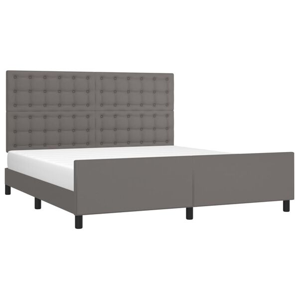 vidaXL Πλαίσιο Κρεβατιού με Κεφαλάρι Γκρι 180x200 εκ. Συνθετικό Δέρμα
