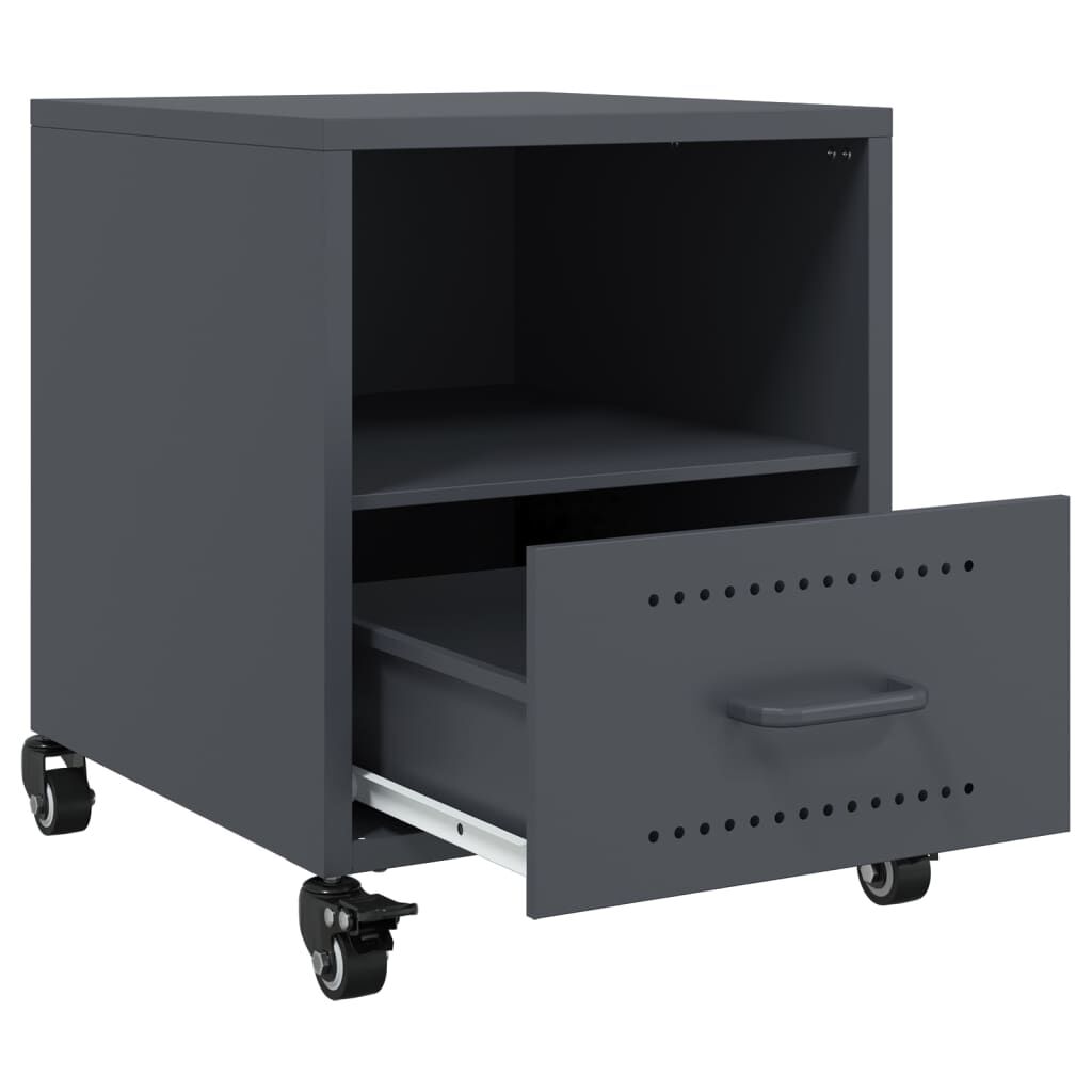 vidaXL Κομοδίνα 2 τεμ. Ανθρακί 36x39x43,5 εκ. από Χάλυβα