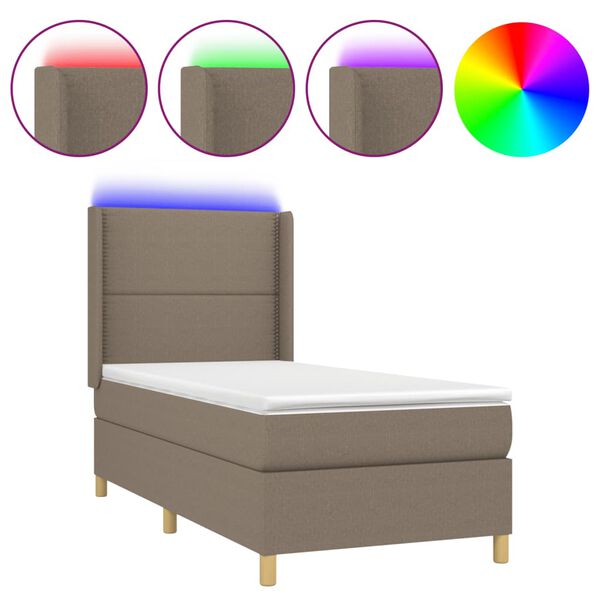 vidaXL &Kappa;&rho;&epsilon;&beta;ά&tau;&iota; Boxspring &mu;&epsilon; &Sigma;&tau;&rho;ώ&mu;&alpha; & LED &Sigma;&kappa;.&Kappa;&alpha;&phi;έ 90x200 &epsilon;&kappa;. &Upsilon;&phi;&alpha;&sigma;&mu;ά&tau;&iota;&nu;&omicron;