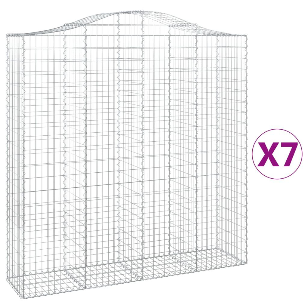 vidaXL Συρματοκιβώτια Τοξωτά 7 τεμ. 200x50x200/220 εκ. Γαλβαν. Ατσάλι