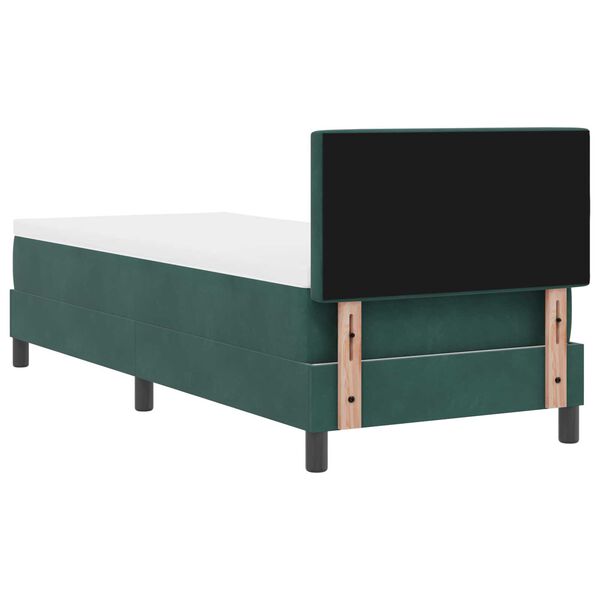vidaXL Κρεβάτι Box Spring με Στρώμα Σκούρο Πράσινο 80x200 cm Βελούδο
