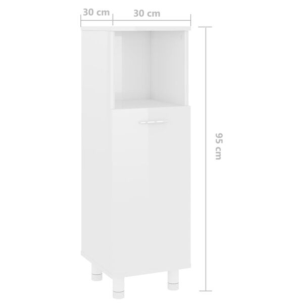 vidaXL Στήλη Μπάνιου Γυαλιστερό Λευκό 30 x 30 x 95 εκ. από Επεξ. Ξύλο