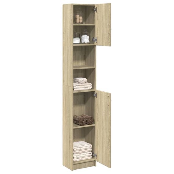 vidaXL Στήλη Μπάνιου Sonoma Δρυς 32 x 25,5 x 190εκ. Επεξεργασμένο Ξύλο