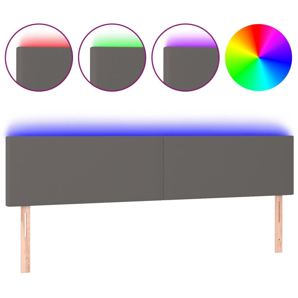 vidaXL Κεφαλάρι Κρεβατιού LED Γκρι 180x5x78/88 εκ. από Συνθετικό Δέρμα