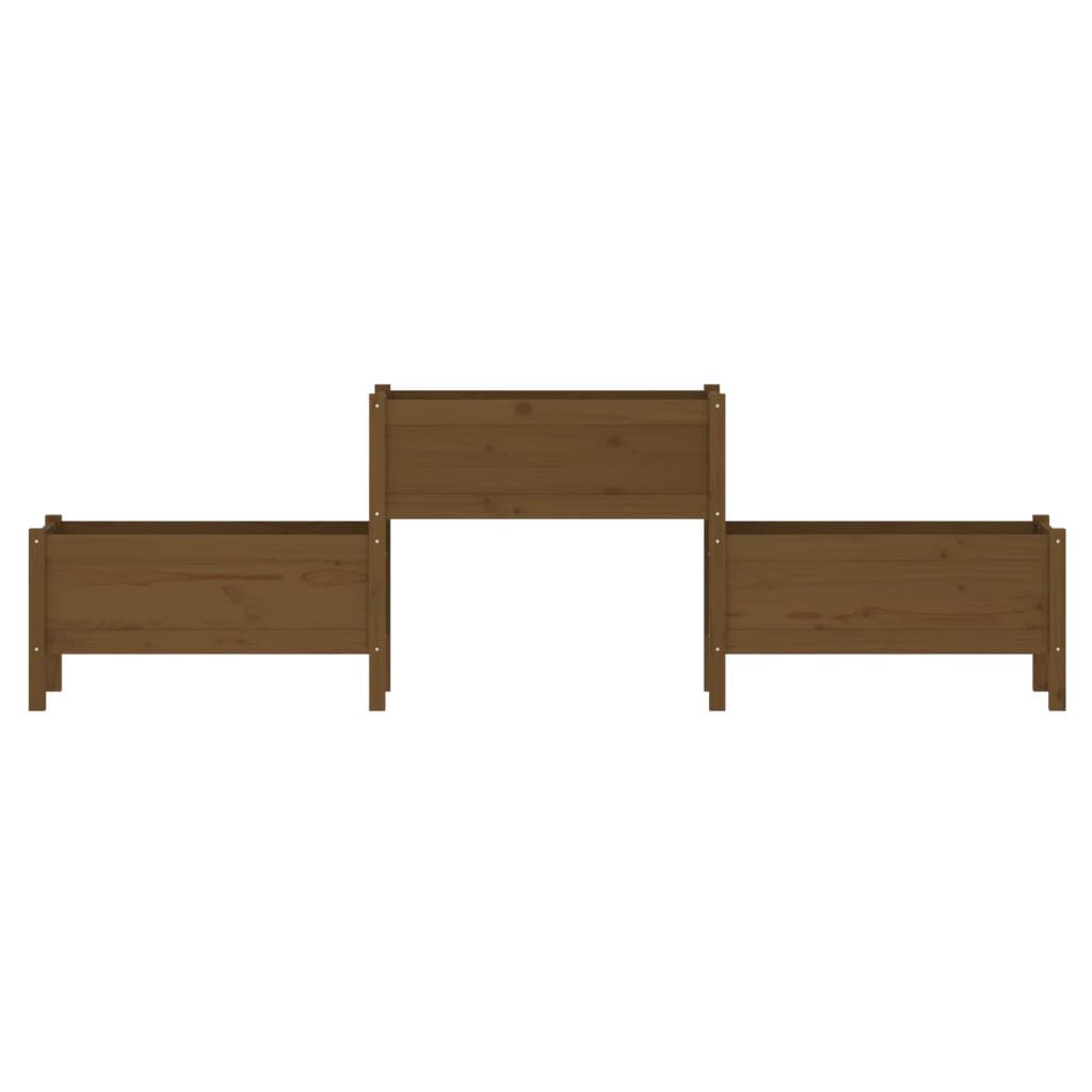 vidaXL Ζαρντινιέρα Καφέ Μελί 245,5 x 44 x 75 εκ. από Μασίφ Ξύλο Πεύκου