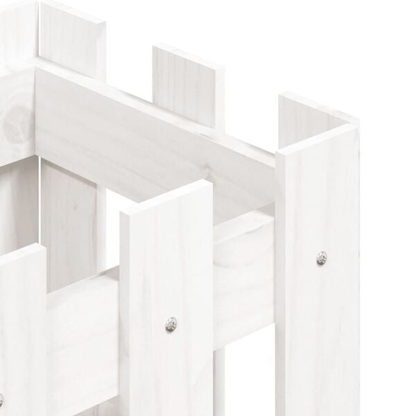 vidaXL Ζαρντινιέρα με Σχέδιο Φράχτη Λευκή 30x30x30 εκ. Μασίφ Πεύκο