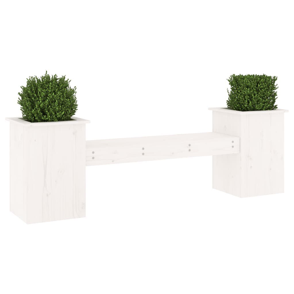vidaXL Ζαρντινιέρα Παγκάκι Λευκό 184,5x39,5x56,5 εκ. Μασίφ Ξύλο Πεύκου