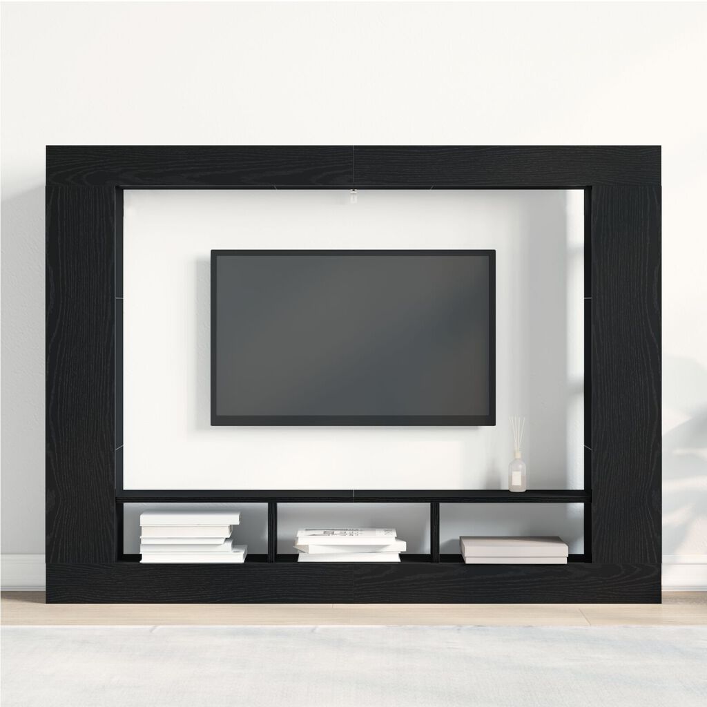 vidaXL Κονσόλα Τηλεόρασης Τοίχου Μαύρο Δρυς 152x22x113 εκ.