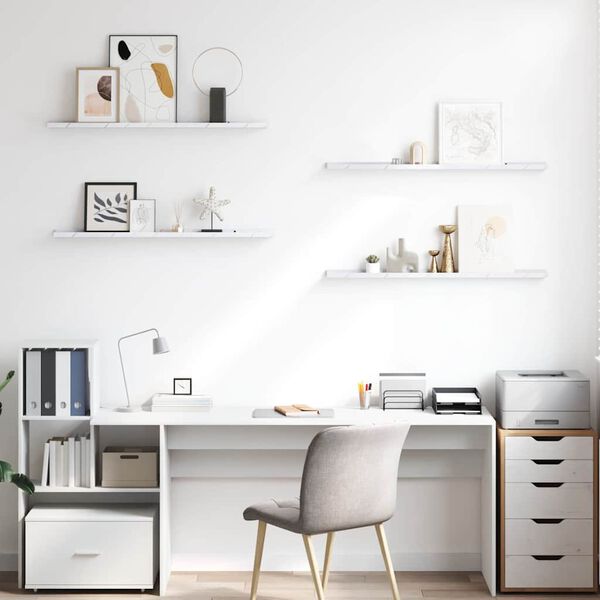 vidaXL &Rho;ά&phi;&iota; &Tau;&omicron;ί&chi;&omicron;&upsilon; &mu;&epsilon; &rho;ά&phi;&iota; 4 pcs &Lambda;&epsilon;&upsilon;&kappa;ό &Mu;ά&rho;&mu;&alpha;&rho;&omicron; 100 x 9 x 3 cm