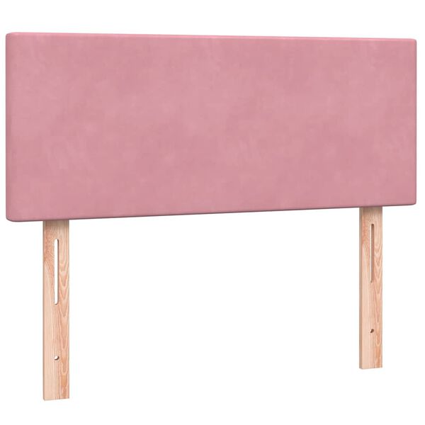 vidaXL Box Spring κρεβάτι με στρώμα ροζ 120x220 cm Βελούδινο
