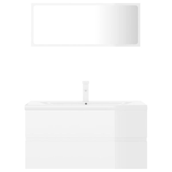 vidaXL Σετ Επίπλων Μπάνιου Γυαλιστερό Λευκό από Επεξεργασμένο Ξύλο