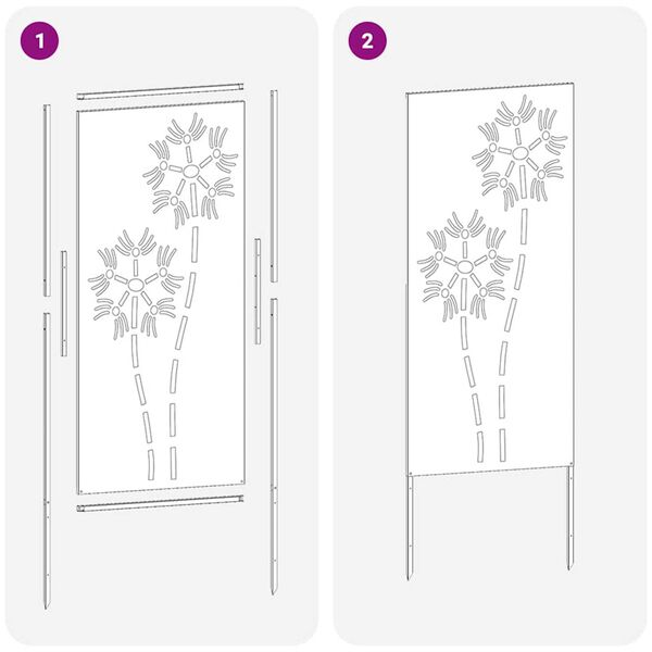 vidaXL Διακοσμητική Πλάκα Κήπου Ασημί 50 x 140 cm Ανοξείδωτο ατσάλι