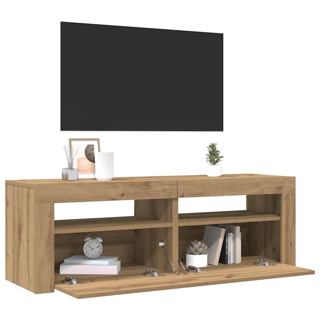 vidaXL Έπιπλο Τηλεόρασης με LED Αρτισιανή Δρυς 120x35x40 εκ Επεξ.Ξύλο
