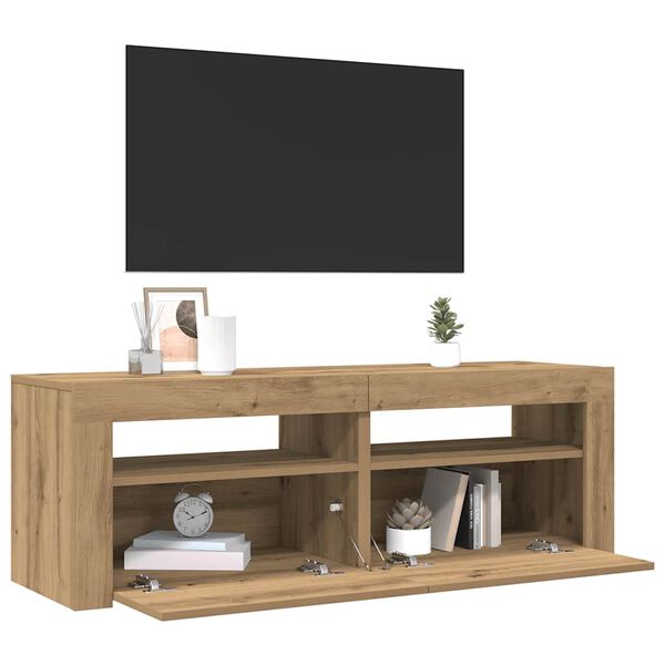 vidaXL Έπιπλο Τηλεόρασης με LED Αρτισιανή Δρυς 120x35x40 εκ Επεξ.Ξύλο