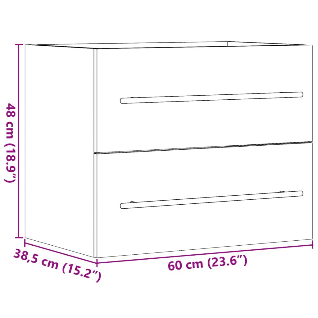 vidaXL Ντουλάπι Νιπτήρα Γκρι Σκυροδέμ. 60 x 38,5 x 48 εκ. Επεξ. Ξύλο