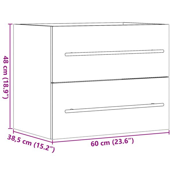 vidaXL Ντουλάπι Νιπτήρα Γκρι Σκυροδέμ. 60 x 38,5 x 48 εκ. Επεξ. Ξύλο