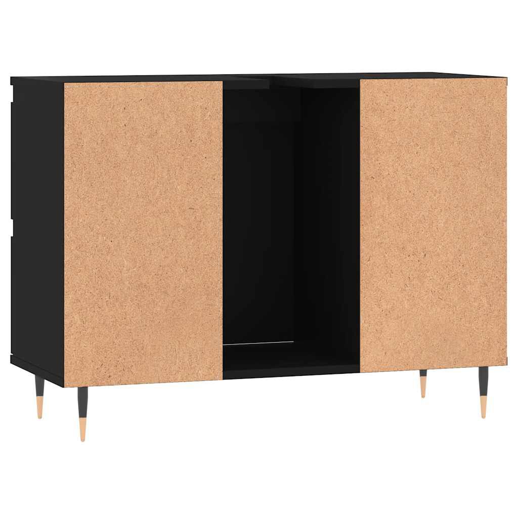 vidaXL Ντουλάπι Μπάνιου Μαύρο 80 x 33 x 60 εκ. από Επεξεργασμένο Ξύλο