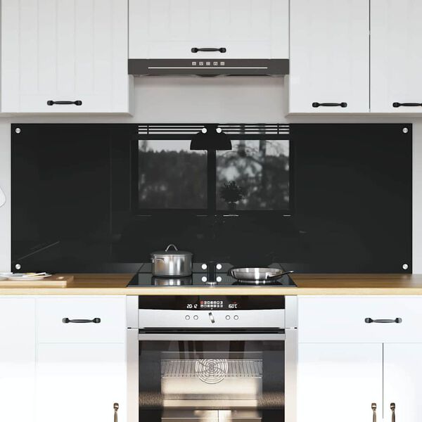 vidaXL Πίσω Πάνελ Κουζίνας Μαύρο 80 x 60 cm σκληρυμένο γυαλί