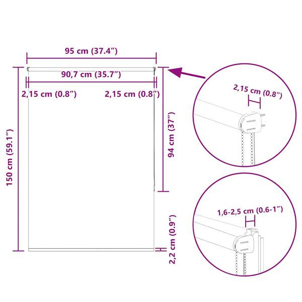 vidaXL Ρολέρ Μπλακάουτ Λευκό 95x150 εκ. Πλάτος υφάσματος 90,7 εκ.