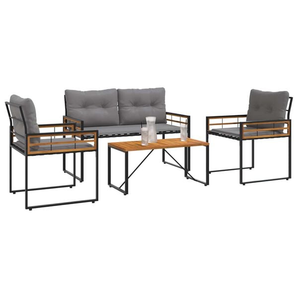 vidaXL Σετ Εξωτερικών Επίπλων με μαξιλάρι 4 pcs Ανοιχτό γκρι