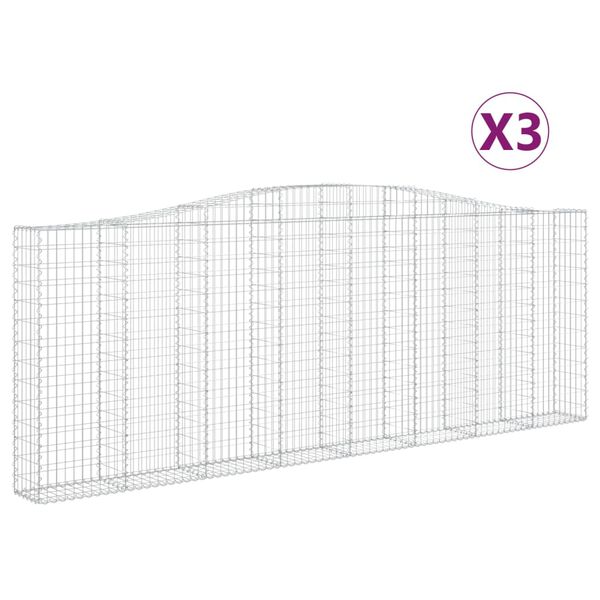 vidaXL Συρματοκιβώτια Τοξωτά 3 τεμ. 400x30x140/160 εκ. Γαλβαν. Ατσάλι