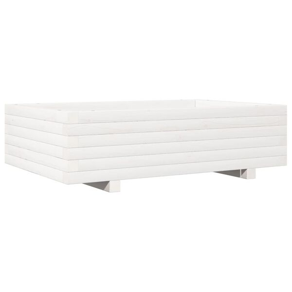 vidaXL Ζαρντινιέρα Κήπου Λευκή 90x60x26,5 εκ. από Μασίφ Ξύλο Πεύκου