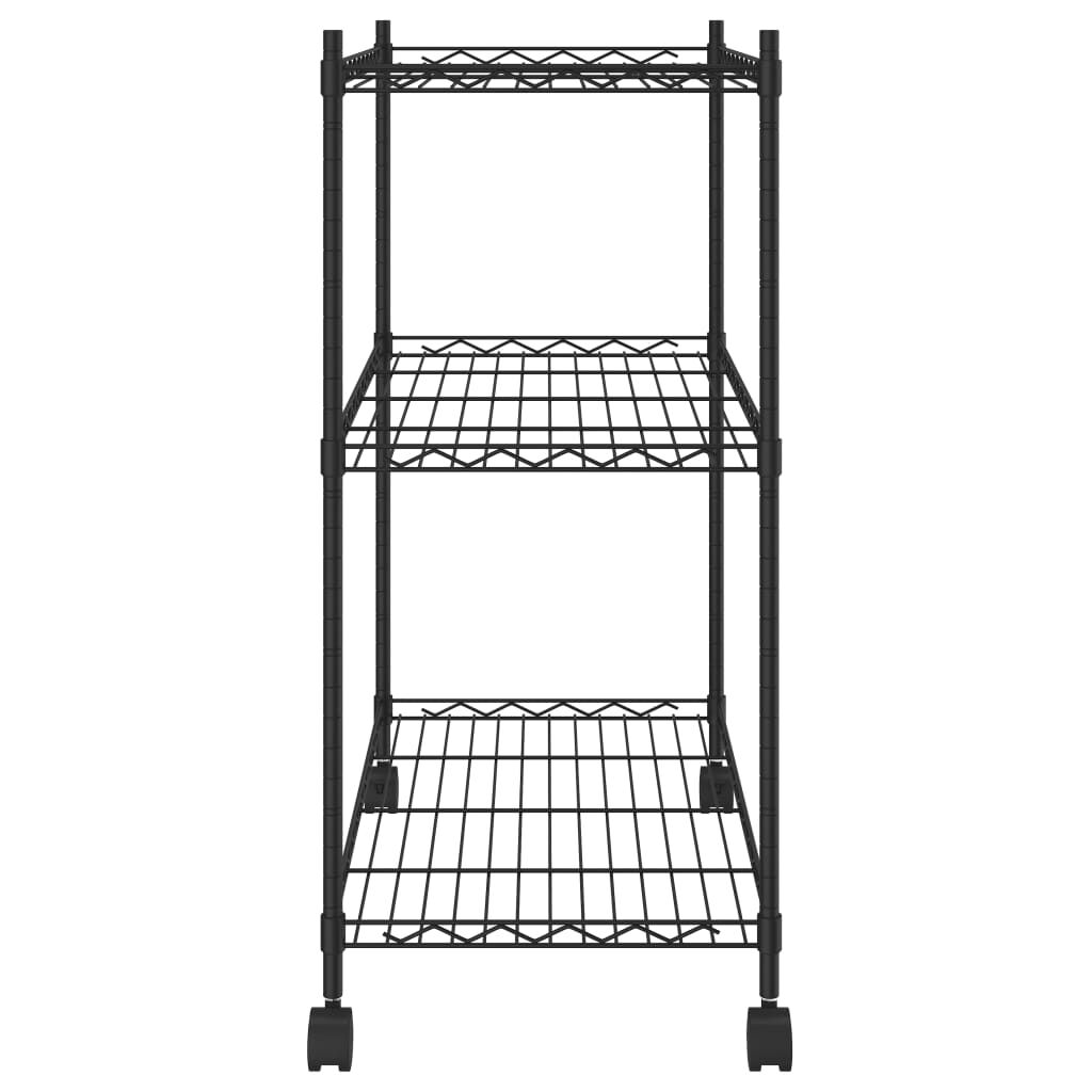 vidaXL Ραφιέρα 3 Επιπέδων με Τροχούς Μαύρη 60x35x81 εκ. 150 κ.