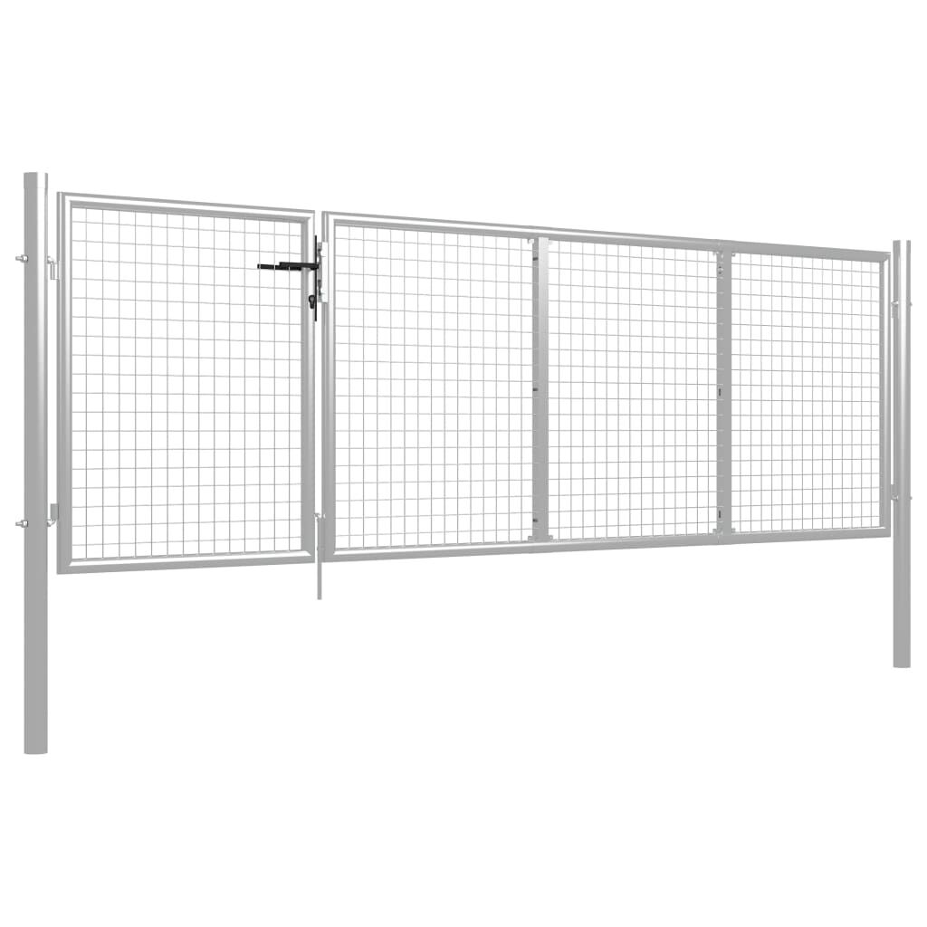 vidaXL Πόρτα Περίφραξης Κήπου Ασημί 350 x 100 εκ. Ατσάλινη