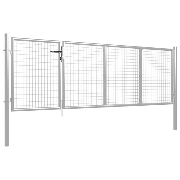 vidaXL Πόρτα Περίφραξης Κήπου Ασημί 350 x 100 εκ. Ατσάλινη