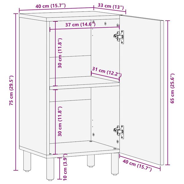 vidaXL Sideboard καφέ 40x33x75 cm μασίφ ξύλο Mango