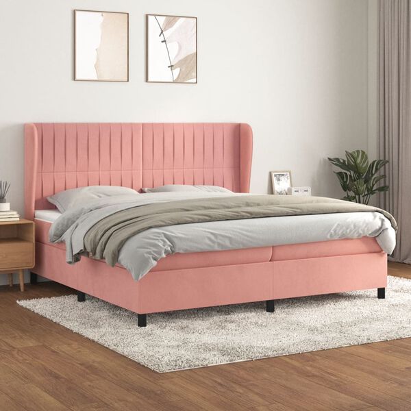 vidaXL &Kappa;&rho;&epsilon;&beta;ά&tau;&iota; Boxspring &mu;&epsilon; &Sigma;&tau;&rho;ώ&mu;&alpha; &Rho;&omicron;&zeta; 200x200 &epsilon;&kappa;. &Beta;&epsilon;&lambda;&omicron;ύ&delta;&iota;&nu;&omicron;