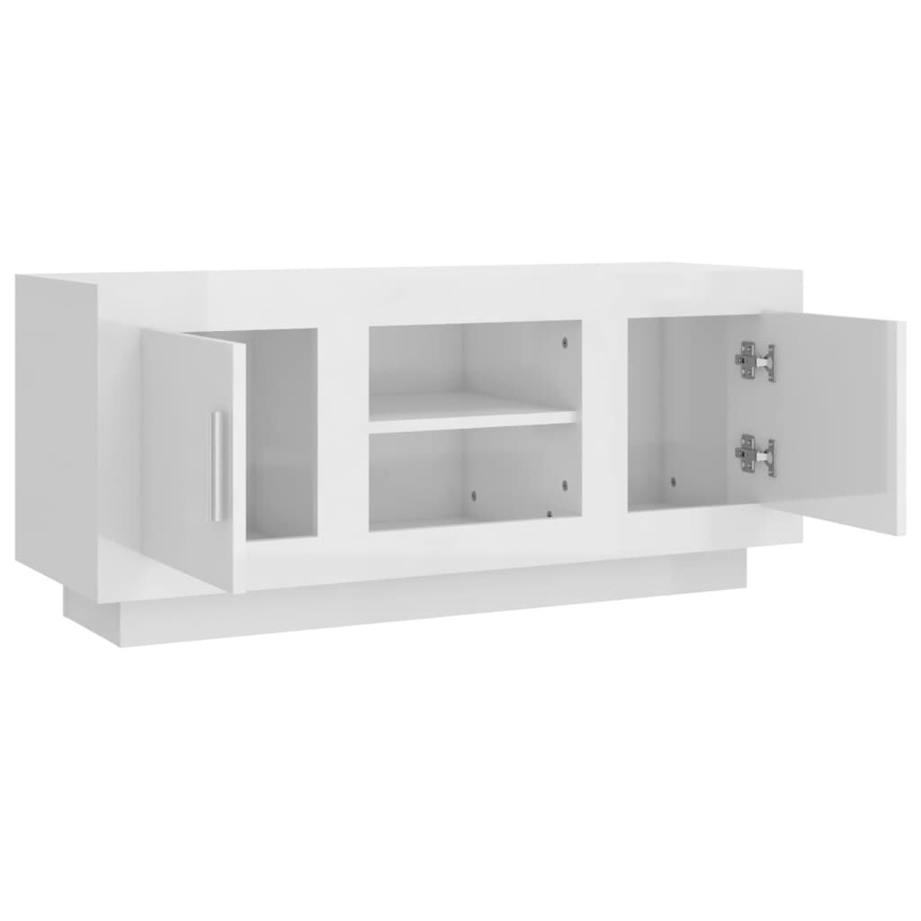 vidaXL Έπιπλο Τηλεόρασης Γυαλ. Λευκό 102x35x45 εκ. Επεξεργασμένο Ξύλο