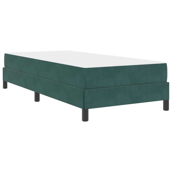 vidaXL Κρεβάτι box spring με στρώμα Σκούρο Πράσινο 90 x 200 cm Βελούδο