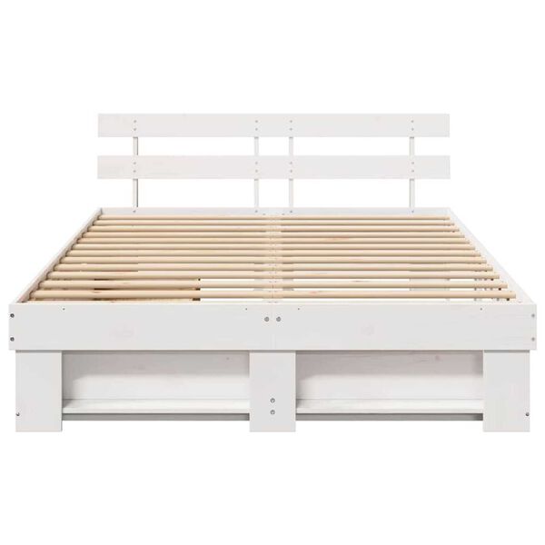 vidaXL Σκελετός Κρεβατιού Λευκό 140 x 200 cm Μασίφ ξύλο πεύκου