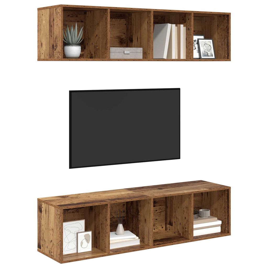 vidaXL Σετ επίπλου τηλεόρασης 2 pcs Παλιό ξύλο 37 x 37 x 142.5 εκ