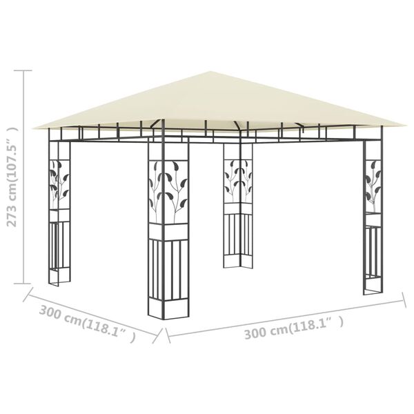 vidaXL Κιόσκι με Αντικουνουπικό Δίχτυ Κρεμ 3x3x2,73 μ. 180 γρ./μ²