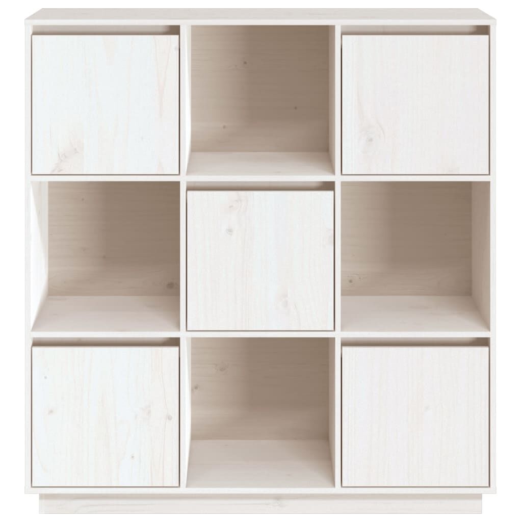 vidaXL Ντουλάπι Ψηλό Λευκό 110,5x35x117 εκ. από Μασίφ Ξύλο Πεύκου