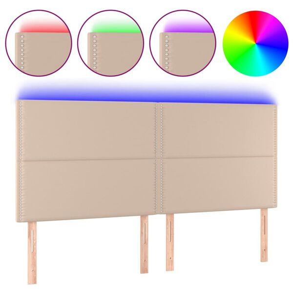 vidaXL Κεφαλάρι Κρεβατιού LED Καπουτσίνο 180x5x118/128 εκ