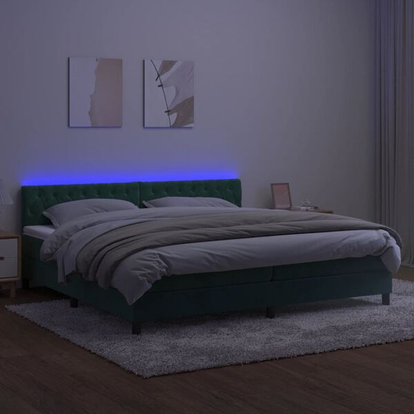vidaXL &Kappa;&rho;&epsilon;&beta;ά&tau;&iota; Boxspring &mu;&epsilon; &Sigma;&tau;&rho;ώ&mu;&alpha; & LED &Sigma;&kappa;. &Pi;&rho;ά&sigma;&iota;&nu;&omicron; 200x200&epsilon;&kappa; &Beta;&epsilon;&lambda;&omicron;ύ&delta;&omicron;