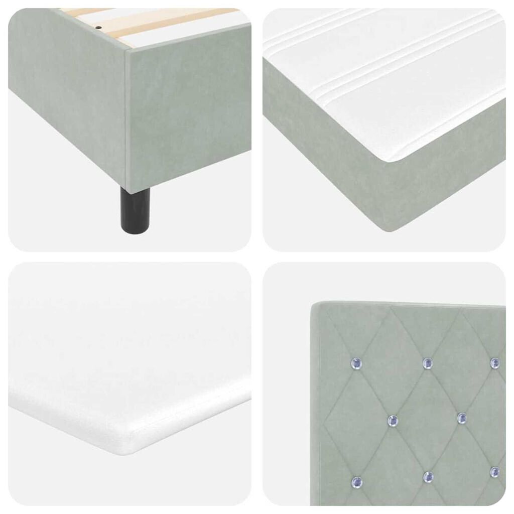 vidaXL Κρεβάτι Box Spring LED με Στρώμα Ανοιχτό γκρι 90 x 190 cm