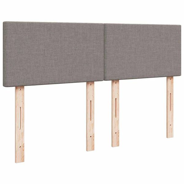 vidaXL Οθωμανικό κρεβάτι με στρώμα & LEDs Taupe 140x200 cm Ύφασμα