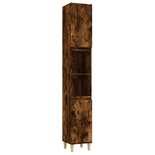 vidaXL Ντουλάπι Μπάνιου Καπνιστή Δρυς 30x30x190 εκ. Επεξεργασμένο Ξύλο