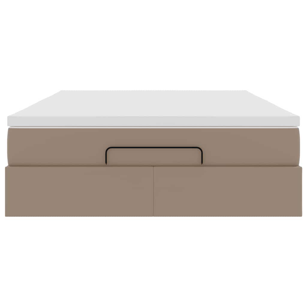 vidaXL Οθωμανικό κρεβάτι με στρώμα Cappucino 140x190cm Faux Leather
