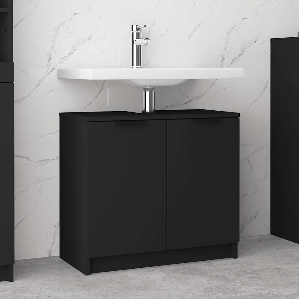 vidaXL Ντουλάπι Μπάνιου Μαύρο 64,5 x 33,5 x 59 εκ. από Επεξεργ. Ξύλο